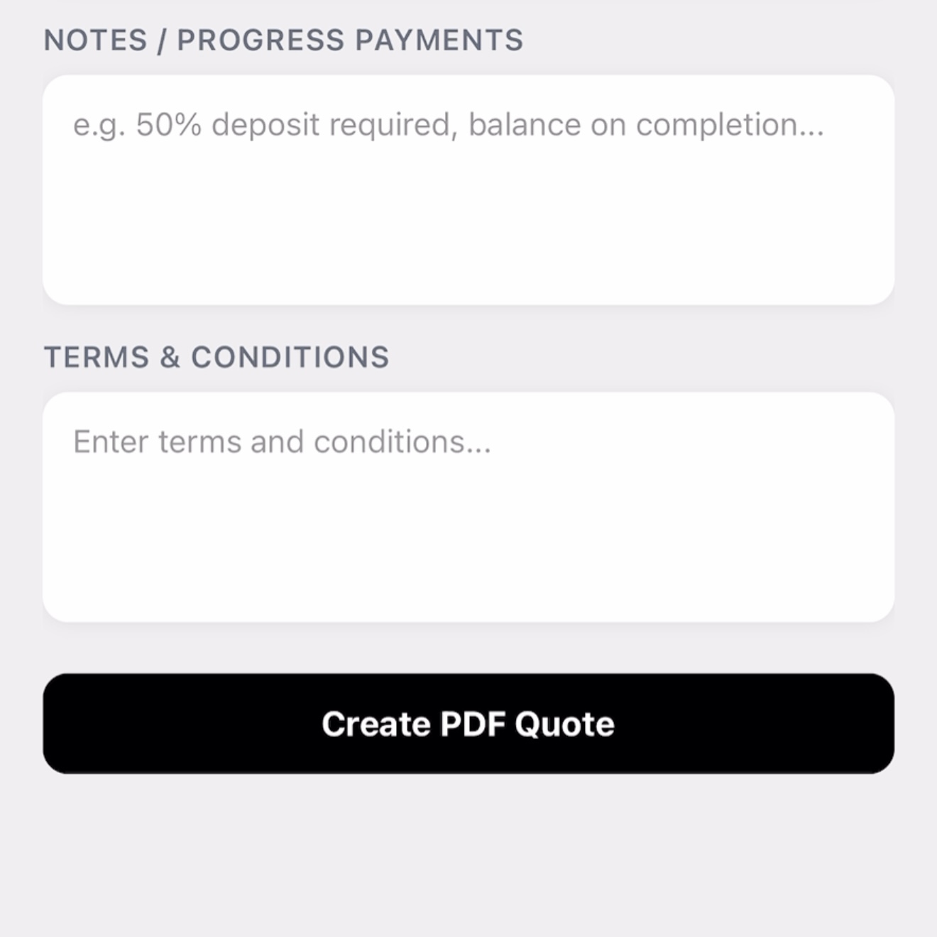 Final PDF Quote preview